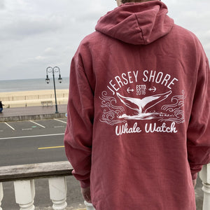 Est. 2016 Design Jersey Shore Whale Watch Heavyweight Sweatshirt printed both sides Bill McKim Photography XXXL Crimson Red 