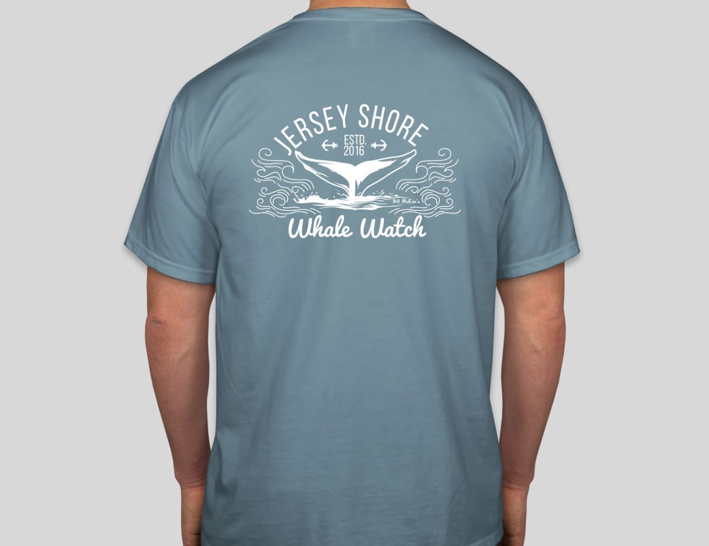 Jersey Shore Whale Watch Tshirt Amazing Quality Preshrunk Bill McKim Photography LG - Blue