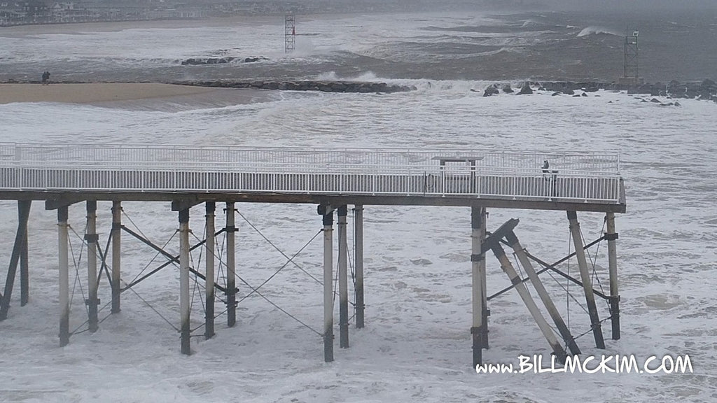 HD Video storm surge Belmar NJ Pier HD raw video footage