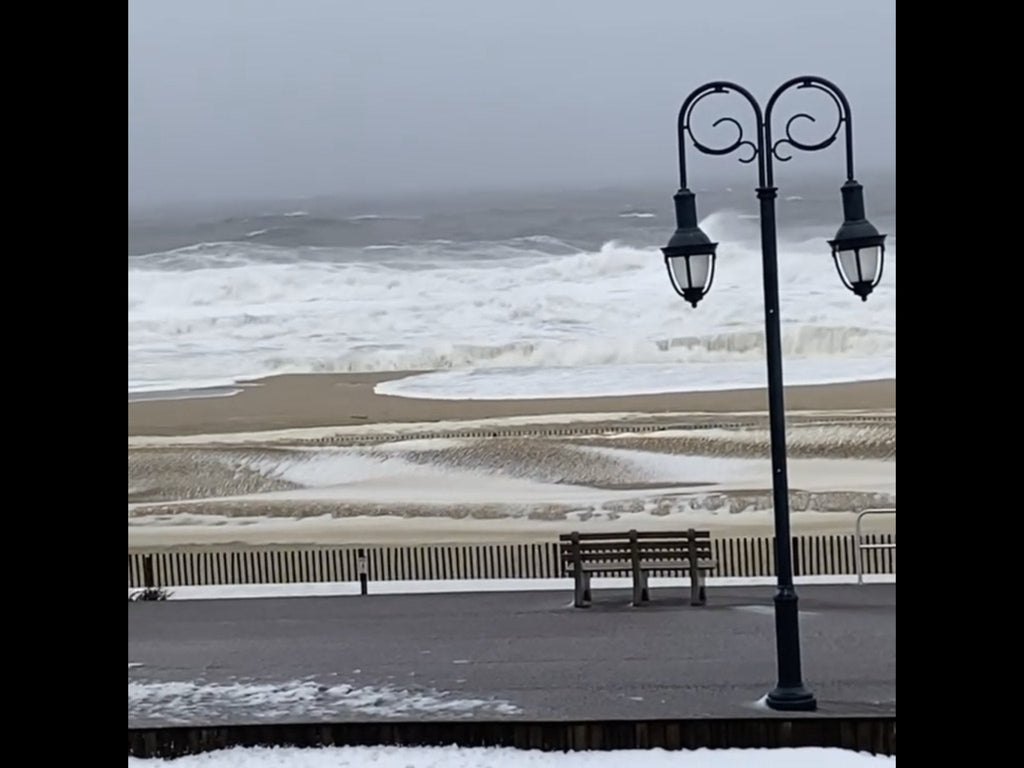 Snowy day at the beach February 1 2021