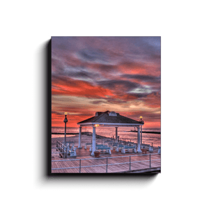 Avon beach colorful sunrise Bill McKim Photography -Jersey Shore whale watch tours Black Wrap 1.25 inch 16x20 inch