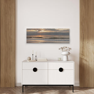 Beach Chair at Sunrise Artwork print by Bill Mckim Bill McKim Photography -Jersey Shore whale watch tours White Wrap 1.25 inch 16x48 inch