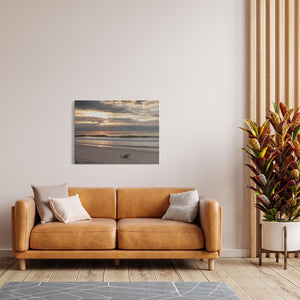 Beach Chair at Sunrise Artwork print by Bill Mckim Bill McKim Photography -Jersey Shore whale watch tours White Wrap 1.25 inch 30x40 inch