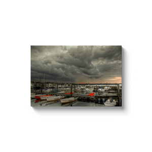 Belmar Marina Storm with Walnut Frame Bill McKim Photography -Jersey Shore whale watch tours Image Wrap 1.25 inch 16x24 inch