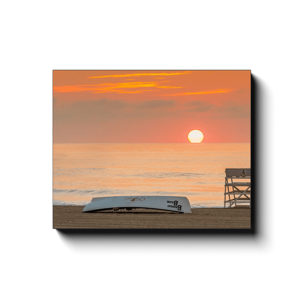 Bradley Beach Sunrise by Bill McKim Bill McKim Photography -Jersey Shore whale watch tours Black Wrap 1.25 inch 16x20 inch