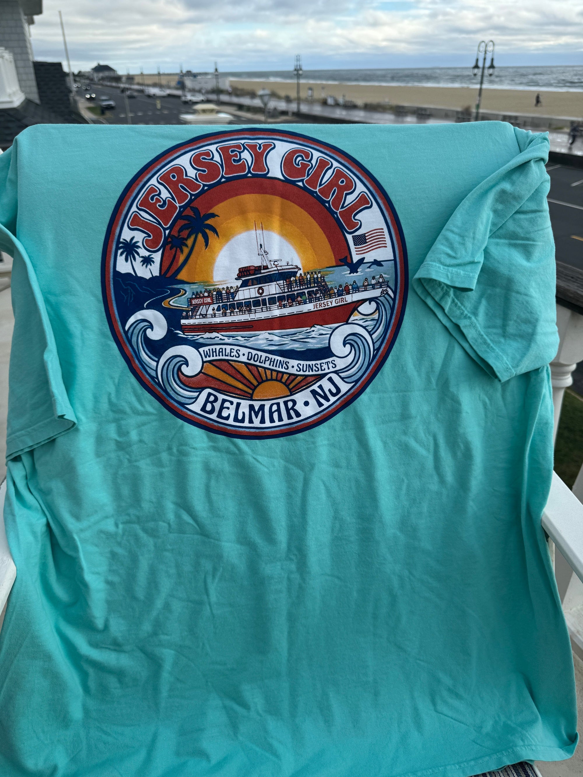 Jersey Girl Endless Summer T-Shirt Bill McKim Photography -Jersey Shore whale watch tours Seafoam Short Sleeve Small 