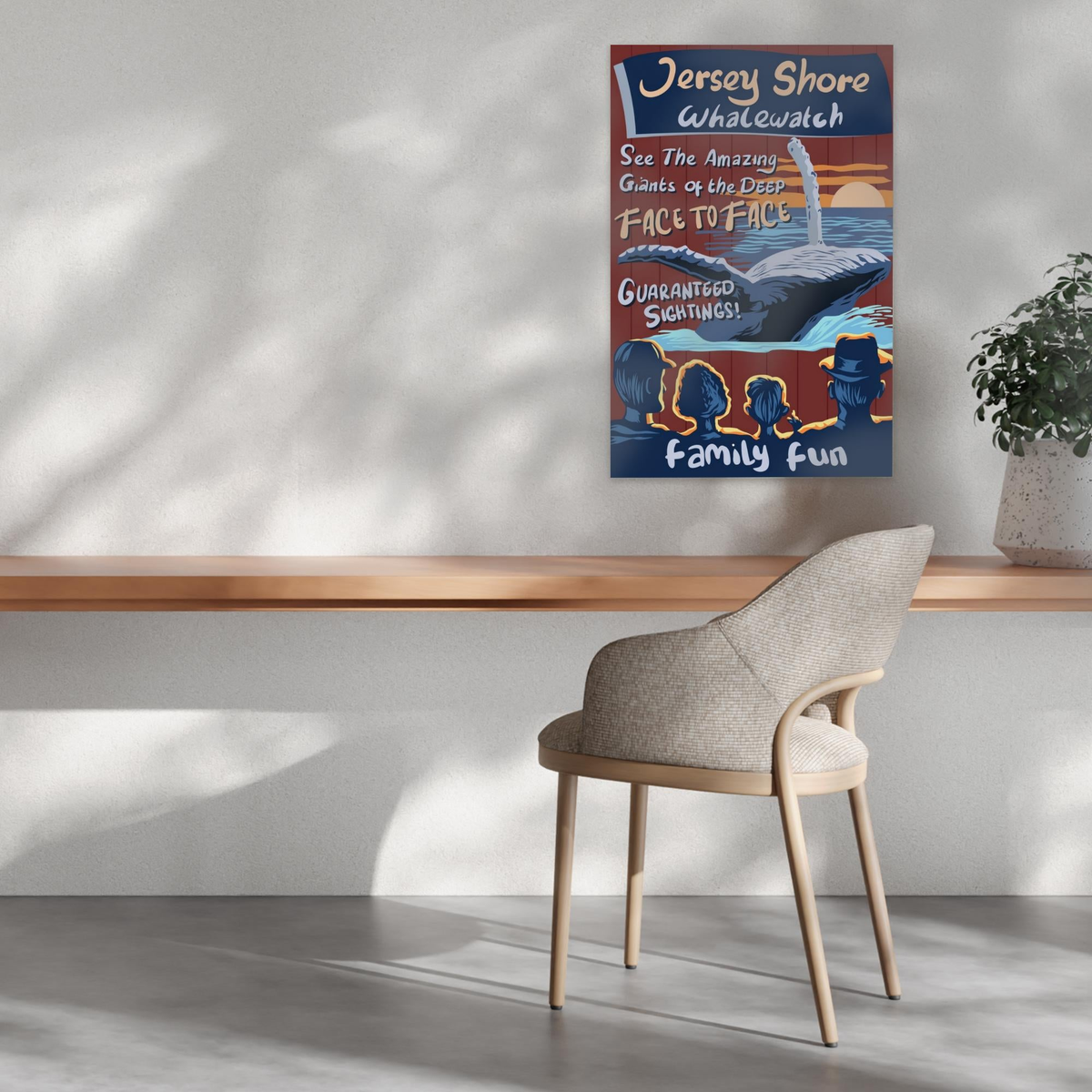 Jersey Shore Whale Watch Poster Retro Bill McKim Photography -Jersey Shore whale watch tours 