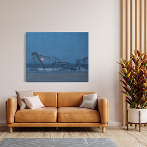 Jet Star Roller Coaster Full Moon Seaside Heights NJ Jetstar Bill McKim Photography -Jersey Shore whale watch tours Image Wrap 1.25 inch 48x60 inch