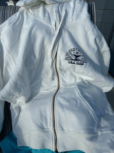 Ladies Cut Zipper Hoodie Bill McKim Photography -Jersey Shore whale watch tours Large White 