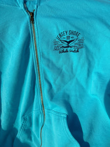Ladies Cut Zipper Hoodie Bill McKim Photography -Jersey Shore whale watch tours Small Turquise 