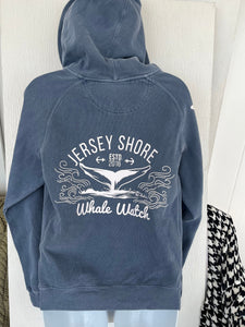 Jersey Girl Hooded Sweatshirt 2023 JSWW Ladies Cut v notch Bill McKim Photography -Jersey Shore whale watch tours 