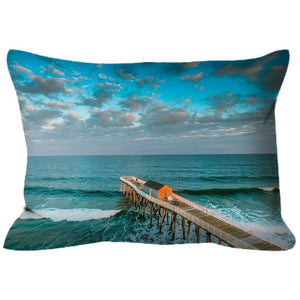 Outdoor Pillows Belmar Fishing Pier Bill McKim Photography 14x20 inch Blown and Closed (stuffed with no zipper) 