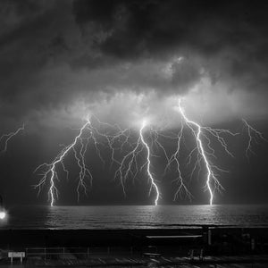 Triple Strike Lightning at the Beach HD Metal Print Bill McKim Photography 